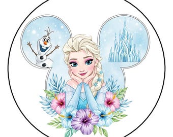 Printed & Mailed Custom Elsa Stickers, Party Favors, Tags, Round, Labels for Lollipops Boxes Bags Gifts Envelopes, Frozen, Olaf
