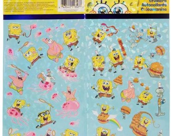 4 sheets (Licensed) Spongebob Stickers, Scrapbooking, Seals, Crafts, Planner, For Decorations, Journals, notebooks, folders, Birthday Party