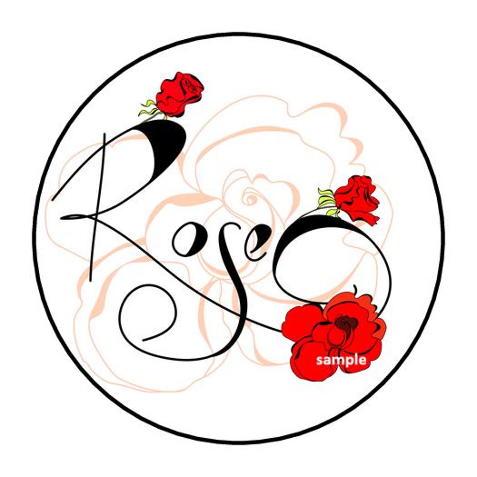 Round Sticker Rose 30 Rose Stickers, Favors, Tags, Labels, Envelope Seals, Stamps, 1.5 ...