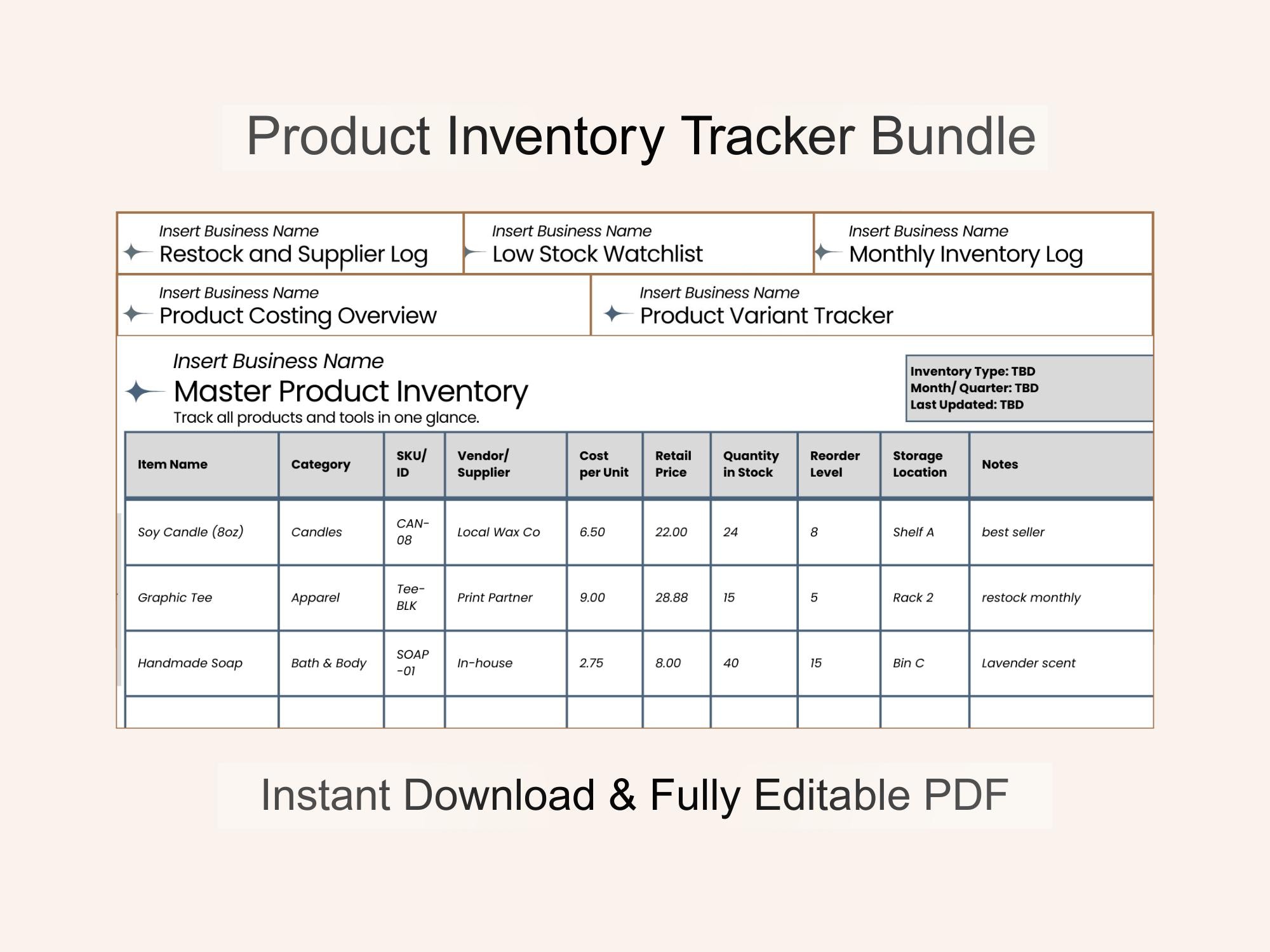 Inventory Tracker: Restock, Low Stock, Costing and Variant Sheets ...