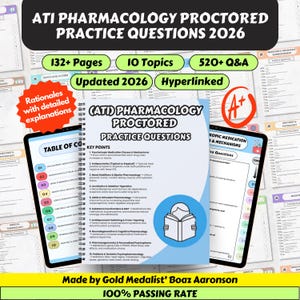 ATI Pharmacology Proctored Practice Questions 2026: 520+ Q&A, Hyperlinked (Digital Download)