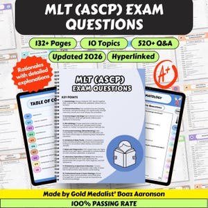 Complete MLT (ASCP) Exam Preparation 2026 - New Edition, 520+ Q/A, Comprehensive Study for Medical Laboratory Technicians (Digital Download)