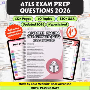 Preparación para el examen ATLS 2026: Más de 520 preguntas y respuestas con hipervínculos (descarga digital)