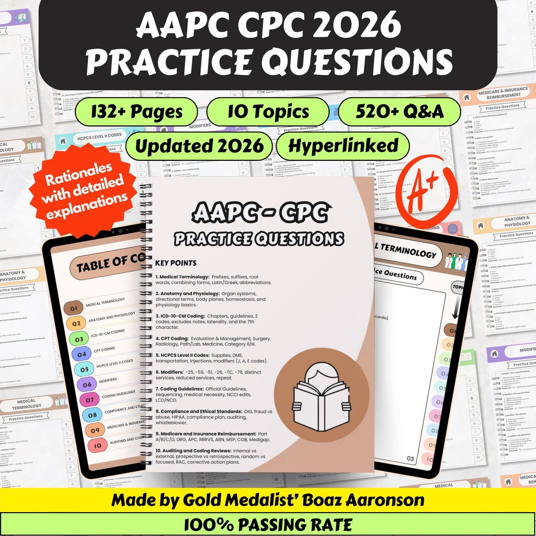 AAPC CPC Exam Ultimate Practice Questions - 132+ Pages, NEW 2026 ...