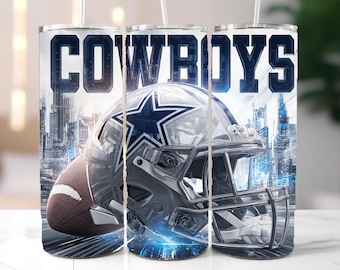 Embalagem para copo Cowboys de 20 onças, Copo Esportivo de 20 onças PNG, Embalagem para copo Skinny de 20 onças PNG, Copo Mascote de Sublimação PNG para download digital