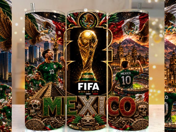 World Cup 2026 Tumbler Wrap, Football Tumbler, FIFA World cup 2026, Soccer Tumbler Wrap, 20oz Skinny Tumbler Sublimation, MEXICO Cup Tumbler