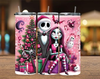Christmas Nightmare Lovers 20Oz Tumbler Wrap, Cartoon Movie Tumbler, Holiday Movies Friends 20oz Tumbler, Xmas Movie Character, Digital File