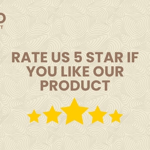May include: Image with the text "RATE US 5 STAR IF YOU LIKE OUR PRODUCT" in brown font, with five yellow stars below. The background has a light beige, topographic map design. The logo "KOKO DIGITAL CRAFT" is at the top.