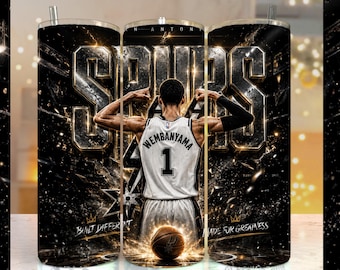 Spurs Basketball Tumbler Wrap PNG | 20oz Skinny Tumbler Sublimation | Basketball Fan Gift | Digital Download