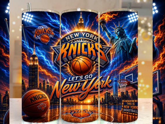Knicks Tumbler Wrap, 20oz Tumbler Design, Digital Download Only, Sublimation Wraps, Basketball PNG, New York Team, Knicks Fan