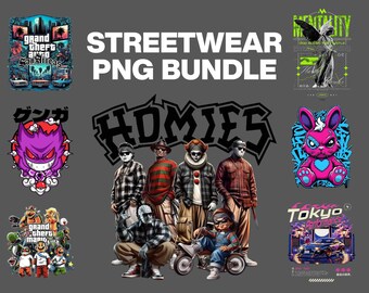 Urban Streetwear PNG Bundle, T-Shirt Designs (Digital Download)
