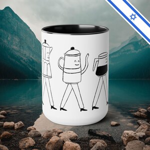 Coffee Road - Two-Tone Coffee Mugs, 15oz - Cafe Lovers -    by Holy Land Supply Co.