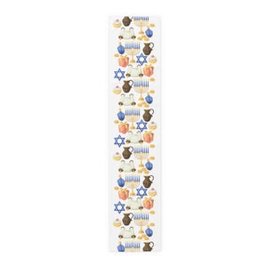 Hannukah Hanuka Hanukkah Chanukah Chanuka Chanukkah Channukah Chanukka 1 | Jewish Holiday Themed | Table Runner by Holy Land Supply Co.