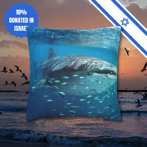 Square Pillowcase Gift Present Him Her His Her Adult Kid Home Decor House Couch Sofa Ocean Lover Whale Shark Whale Sharks Themed Shark