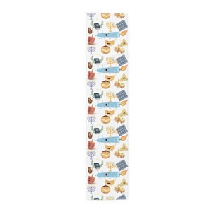 Hannukah Hanuka Hanukkah Chanukah Chanuka Chanukkah Channukah Chanukka 2 | Jewish Holiday Themed | Table Runner by Holy Land Supply Co.