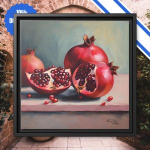 Rosh Hashanah Rosh HaShanah Rosh HaShana Rosh Ha-Shanah Pomegranate Jewish Artist Matte Canvas Israel Israeli Hebrew Judaism Art Home Decor
