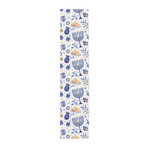 Hannukah Hanuka Hanukkah Chanukah Chanuka Chanukkah Channukah Chanukka | Jewish Holiday Themed | Table Runner by Holy Land Supply Co.