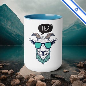 Goat Tea - Two-Tone Coffee Mugs, 15oz - Cafe Drink Lovers -    by Holy Land Supply Co.