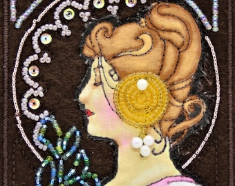 Beading Craft Kit to make your own Alphonse Mucha Art Noveau Patches DIY