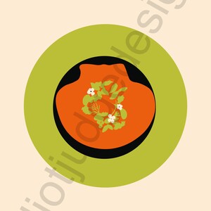 Abstract Food Illustration Print: Modern Kitchen Wall Art (Digital Download