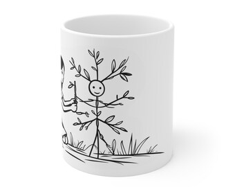Tazza con illustrazione di un bambino e un albero / Tazza da caffè con un bambino e un albero