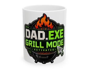 Dad.exe Grill Mode Mug, Ceramic Mug | Funny Programmer Dad Coffee Cup