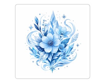 Cool Blue Glacier Wildflower Kiss-Cut Sticker, Wildflower Art Gift for Nature Lover, Outdoor Gift
