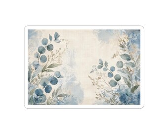 Patina Linen Botanical Rectangle Art Sticker, Soft Floral Decor Gift