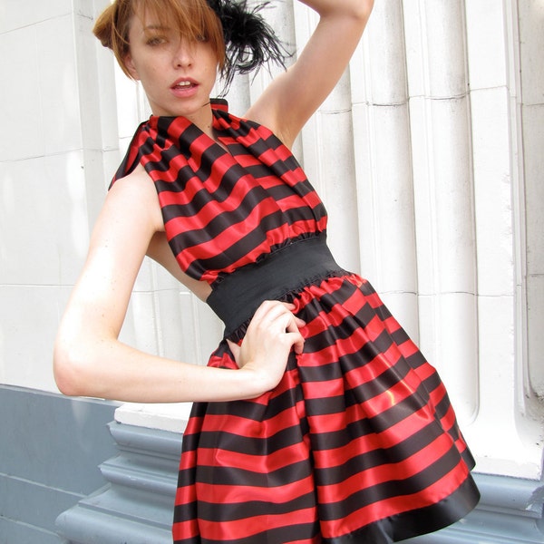 Red and Black Fashion Party Halter Dress