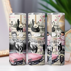 Elvis Presley Tumbler Wrap: Retro Rock&#39;n&#39;Roll PNG (20 Unzen Skinny Sublimationsdesign)