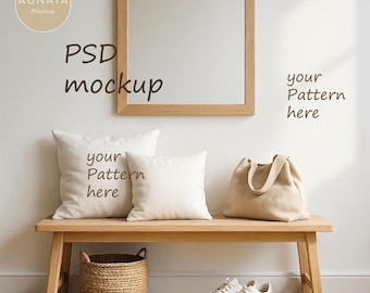 Mockup, PSD mit Smart-Objekt, Wallpaper Mockup, Room Template, digitaler Download, Präsentationsvorlage für Social Media und Web