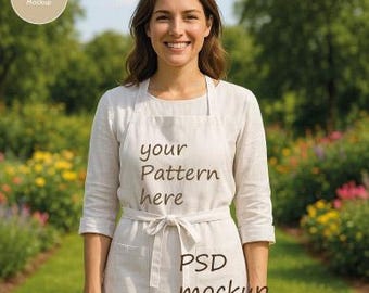 Mockup, PSD with smart object, fabric mockup, apron mockup, garden apron, model mockup, fabric mockup, clothing mockup, for social media
