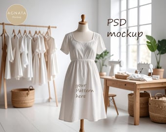 Makieta, PSD z obiektem inteligentnym, makieta manekina krawieckiego, makieta modelu, makieta sukienki, makieta tkaniny, makieta odzieży, do mediów społecznościowych i Internetu