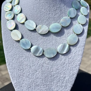Long Oval shell beaded necklace