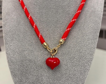 Paracord Necklace with Heart Pendant. Lots of color options!