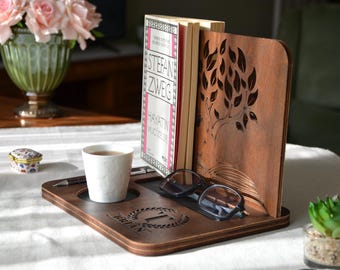 Personalized Book Stand Gift For Her & Book Lover Anniversary Gift For Him