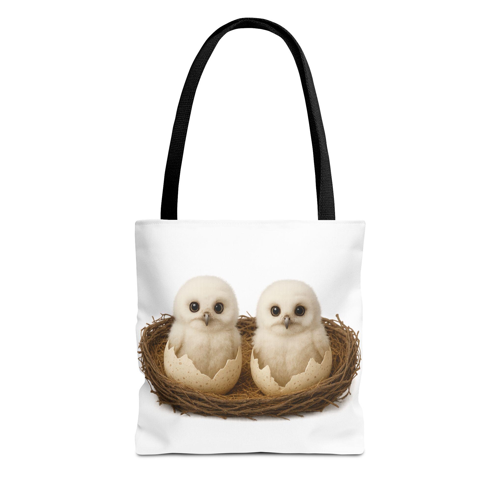 Adorable Owl Chicks Tote Bag, Eco-Friendly Shopping Bag, Cute Animal Lover Gift, Easter Basket Tote,