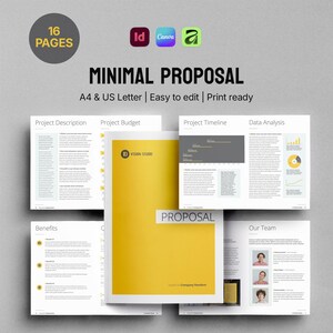Plantilla minimalista de propuesta de proyecto (Canva, InDesign, Affinity) | Presentación de empresa | Folleto para agencias