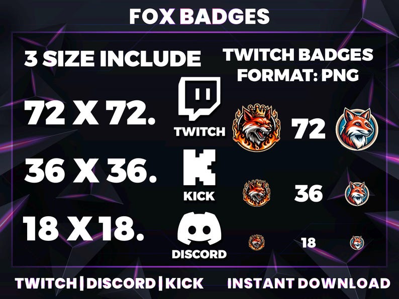 Fox Twitch Badges: Stream Icons Pack (PNG Digital Download) - Etsy