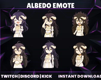 Emoticones de Albedo Chibi: Paquete de Anime Streamer (Descarga instantánea PNG)