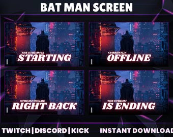 Paquete de superposiciones para transmisiones de Dark Hero / Pantallas animadas para Twitch (Descarga digital)
