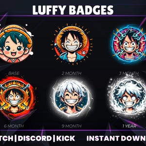 Luffy Anime Streamer Badges: One Piece Twitch, Discord, Kick