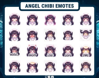 Paquete de gestos de ángel chibi, gestos PNG estilo anime (descarga digital)