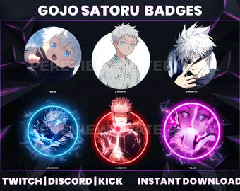 Insignias de hechicero de anime: Iconos de Gojo Satoru para Twitch/Discord/Kick Sub (PNG)