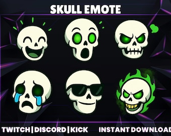 Pack de emoticonos de calavera: Emojis de gamer espeluznantes para Twitch y Discord (descarga digital)