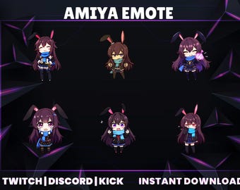 Emoticones de conejita chibi: Anime en Twitch, Discord y Kick (descarga instantánea PNG)