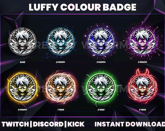 Paquete de insignias de guerrero de anime: íconos de Twitch, Discord y Kick Sub (descarga digital)
