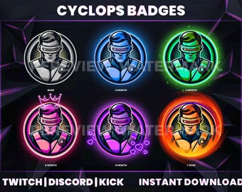 Insignias de Cíclope: Íconos de lealtad de superhéroes de ciencia ficción (Descarga PNG)