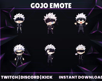 Emotes de Gojo Anime para Twitch, Discord y Kick (descarga instantánea)