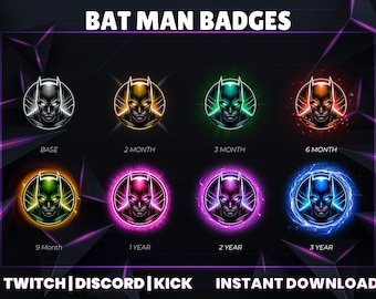 Insignias de subordinado de Dark Vigilante: Íconos de lealtad de héroe de cómic (Descarga digital PNG)